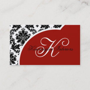 Crimson Red Black Damask Visitekaartjes
