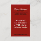 Crimson Red Black Damask Visitekaartjes (Achterkant)