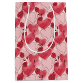 Crimson Red Blush Pink Hearts Roses Wine, Small, Medium Cadeauzakje (Voorkant)