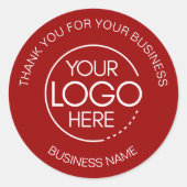 Crimson Red Business Bedankt Ronde Sticker (Voorkant)
