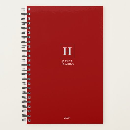 Crimson Red Classic Monogram Persoonlijk Wekelijks Planner (Voorkant)