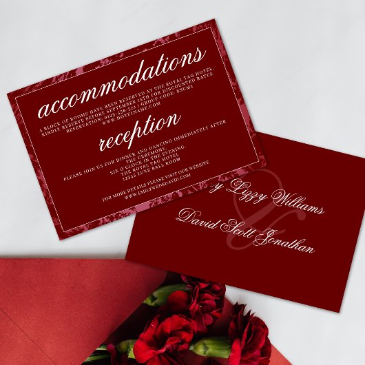 Crimson Red Classic Script Elegant Informatiekaartje