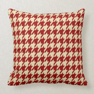 Crimson Red & Cream Houndstooth Grote Tegels Kussen