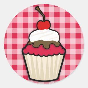 Crimson Red Cupcake Ronde Sticker