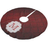 Crimson Red Damask Lac Monogram Initiaal Tree Skir Kerstboom Rok (Gekanteld)