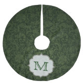 Crimson Red Damask Lac Monogram Initialen boomrok Kerstboom Rok (Voorkant)