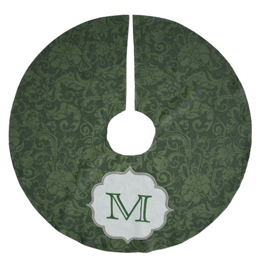 Crimson Red Damask Lac Monogram Initialen boomrok Kerstboom Rok (Voorkant)