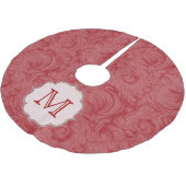 Crimson Red Damask Lac Monogram Initialen boomrok Kerstboom Rok (Gekanteld)
