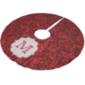 Crimson Red Damask Lac Monogram Initialen boomrok Kerstboom Rok (Gekanteld)