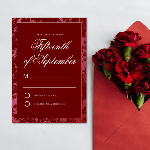 Crimson Red Elegance Calligrafie Respons Kaart