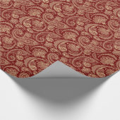 Crimson Red en Beige Creme  Paisley Cadeaupapier (Hoek)