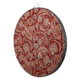 Crimson Red en Beige Creme  Paisley Dartbord (Voorkant Rechts)