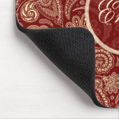 Crimson Red en Beige Creme  Paisley Muismat (Hoek)