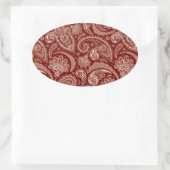Crimson Red en Beige Creme  Paisley Ovale Sticker (Tas)