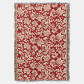 Crimson Red en beige  Floral Damaskers 2 Deken (Voorkant Verticaal)