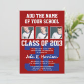 Crimson Red en Blue Athletes Fotogradutasie Kaart (Staand voorkant)