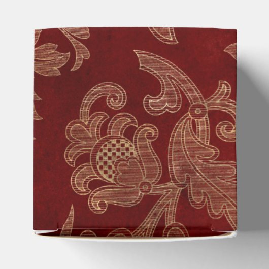 Crimson Red en Gold  Damask Bedankdoosjes (Bovenkant)