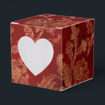 Crimson Red en Gold  Damask Bedankdoosjes<br><div class="desc">fluweel karmozijnrood en faux folie gouden bloemendamast gunst box.</div>