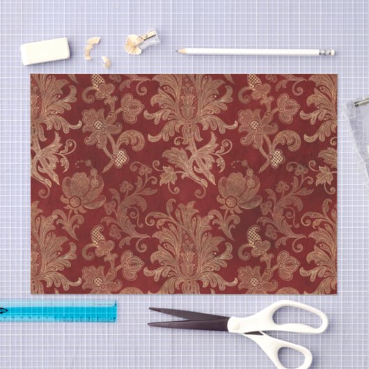 Crimson Red en Gold Damask Tissuepapier (Craft)