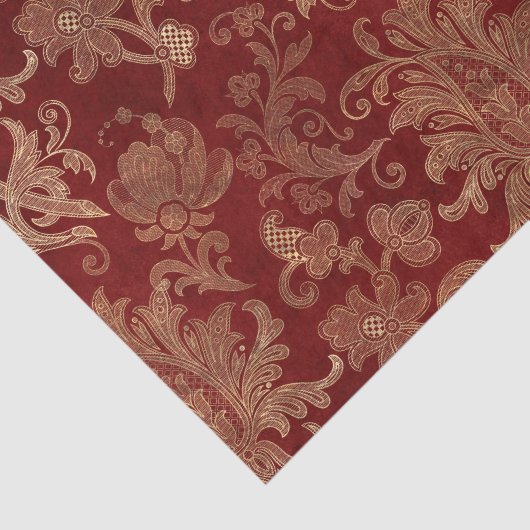 Crimson Red en Gold Damask Tissuepapier (Detail)
