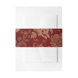 Crimson Red en Gold  Lattice Damask Uitnodigingen Wikkel