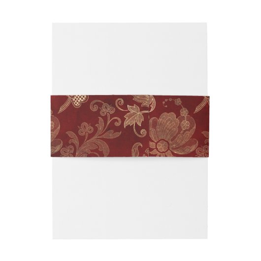 Crimson Red en Gold  Lattice Damask Uitnodigingen Wikkel (Achterkant Voorbeeld)