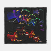 Crimson Red en Navy Blue Grim Reaper Katten Fleece Deken (Voorkant (Horizontaal))