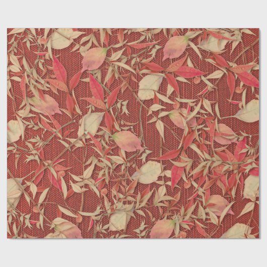Crimson Red Fall laat Burlap inpakpapier achter (Vlak)