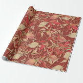 Crimson Red Fall laat Burlap inpakpapier achter (Uitgerold)