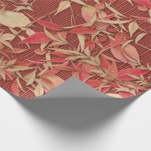 Crimson Red Fall laat Burlap inpakpapier achter (Hoek)