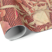 Crimson Red Fall laat Burlap inpakpapier achter (Rol Hoek)