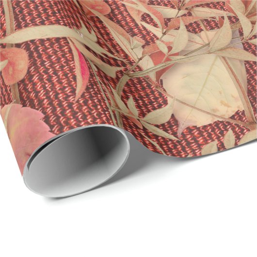 Crimson Red Fall laat Burlap inpakpapier achter (Rol Hoek)