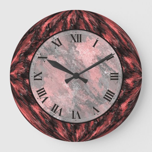 Crimson Red Faux Marble Wall klok (Voorkant)