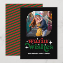 Crimson Red & Forest Green Retro Kerstfoto