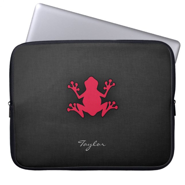 Crimson Red Frog Laptop Sleeve (Voorkant)