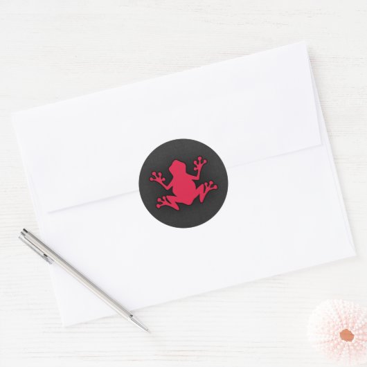 Crimson Red Frog Ronde Sticker (Envelop)