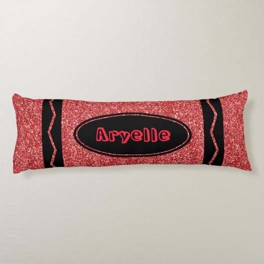 Crimson Red Glitter Crayon Aangepaste Naam Body Ku Lichaamskussen (Achterkant)