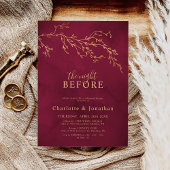 Crimson Red & Gold Botanische repetitie diner Kaart