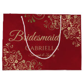 Crimson Red & Gold Lace Elegant Bridesmaid Groot Cadeauzakje (Achterkant)