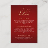 Crimson Red Gold Monogram Romantische bruiloft Det Informatiekaartje (Voorkant)