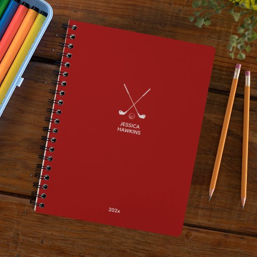 Crimson Red Golf Club Personal Weekly Planner