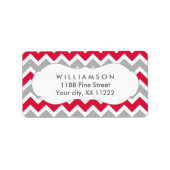 crimson red grijs chevron - douche etiket (Voorkant)