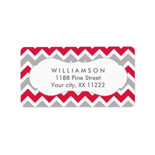 crimson red grijs chevron - douche etiket (Voorkant)