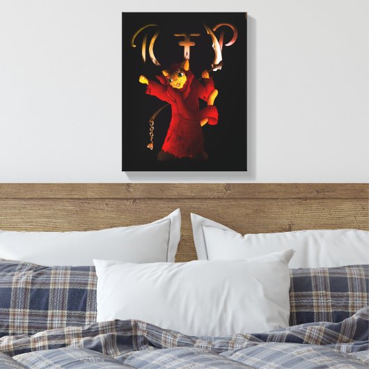 Crimson Red Grim Reaper Cat Canvas Afdruk (Insitu (Slaapkamer))