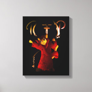 Crimson Red Grim Reaper Cat Canvas Afdruk