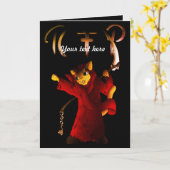 Crimson Red Grim Reaper Cat Kaart (Gele Bloem)