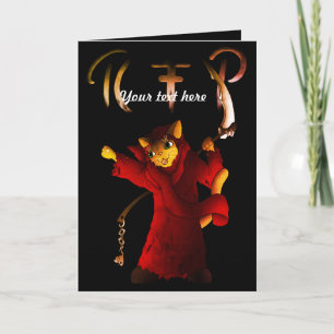 Crimson Red Grim Reaper Cat Kaart