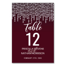 Crimson Red Hanging Diamond Lights Tafelnummer