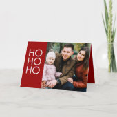 Crimson Red "HO HO HO HO" Feestdagen Kaart (Voorkant)