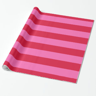 Crimson Red, Hot Pink #2 XL Preppy Stripe 1X Cadeaupapier